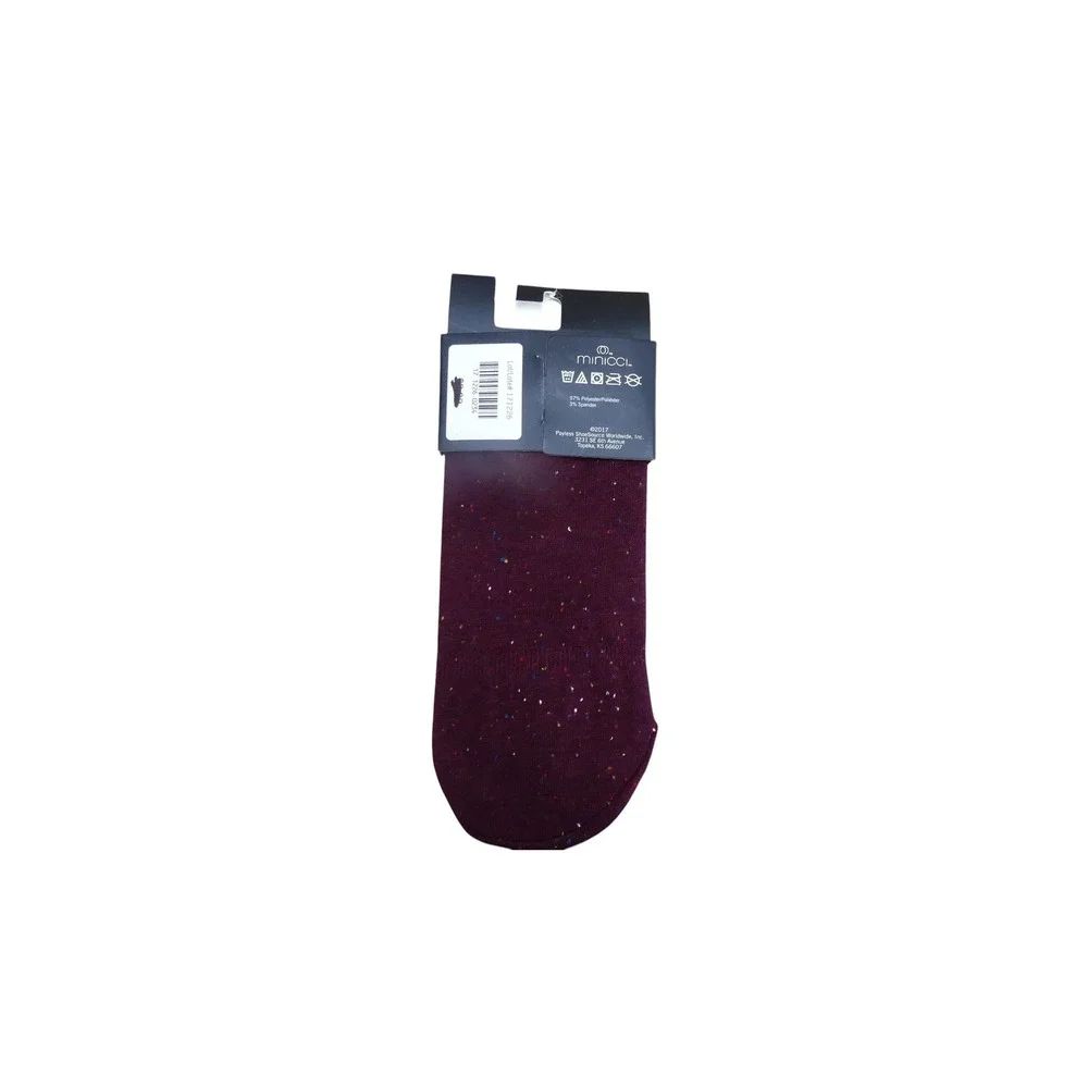 Minicci Foot Liner Womens M/L Burgundy NWT No Show Non-Slip Gel Tab Confetti